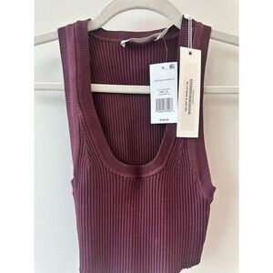 Jonathan Simkhai Women's XS Red Ribbed cropped  Tank Top Sleeveless Casual